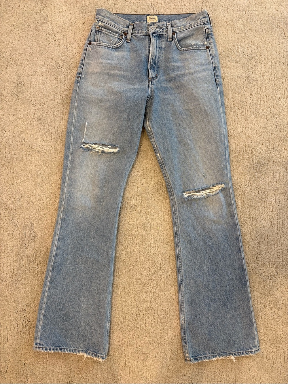 Citizens Of Humanity Light Blue Libby Relaxed Bootcut Jeans Distressed Size 26